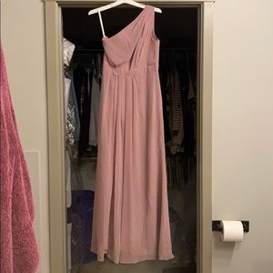 Mauve one shoulder bridesmaid dress